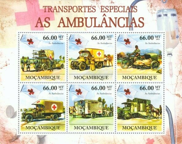 Mozambique 2011 Mnh - Special Transport - Ambulances, Red Corss. Scott 2479