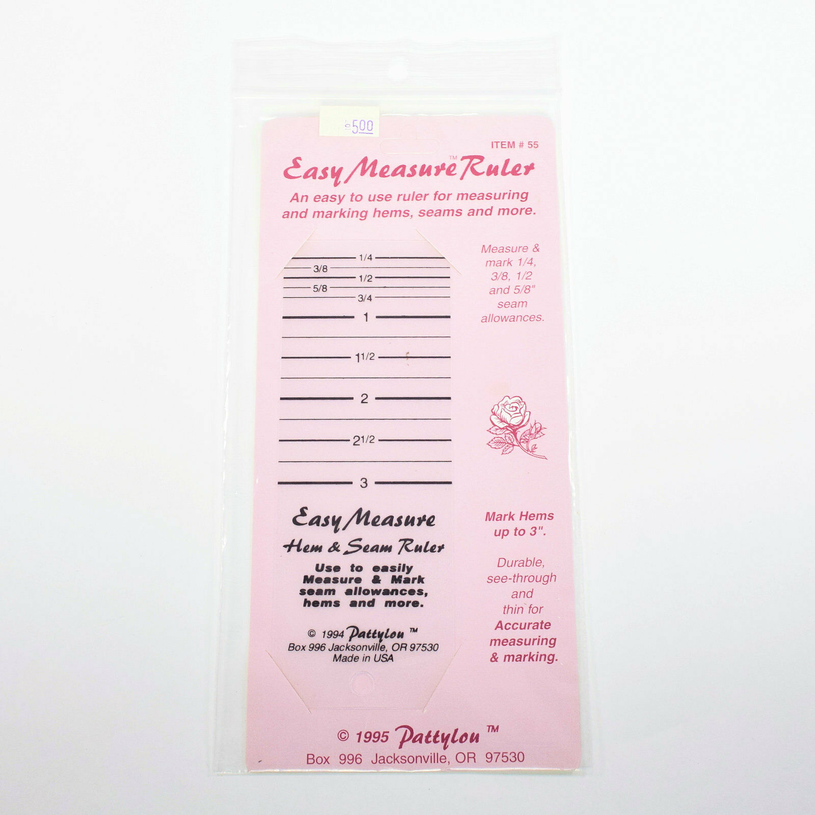 Pattylou Easy Measure Ruler #55 For Easy Marking of Hems, Seams, and More