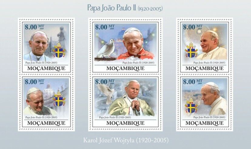 Mozambique 2009 Mnh - Pope Hohn Paul Ii (1920-2005). Sc 1876, Mi 3301-3306. Mnh