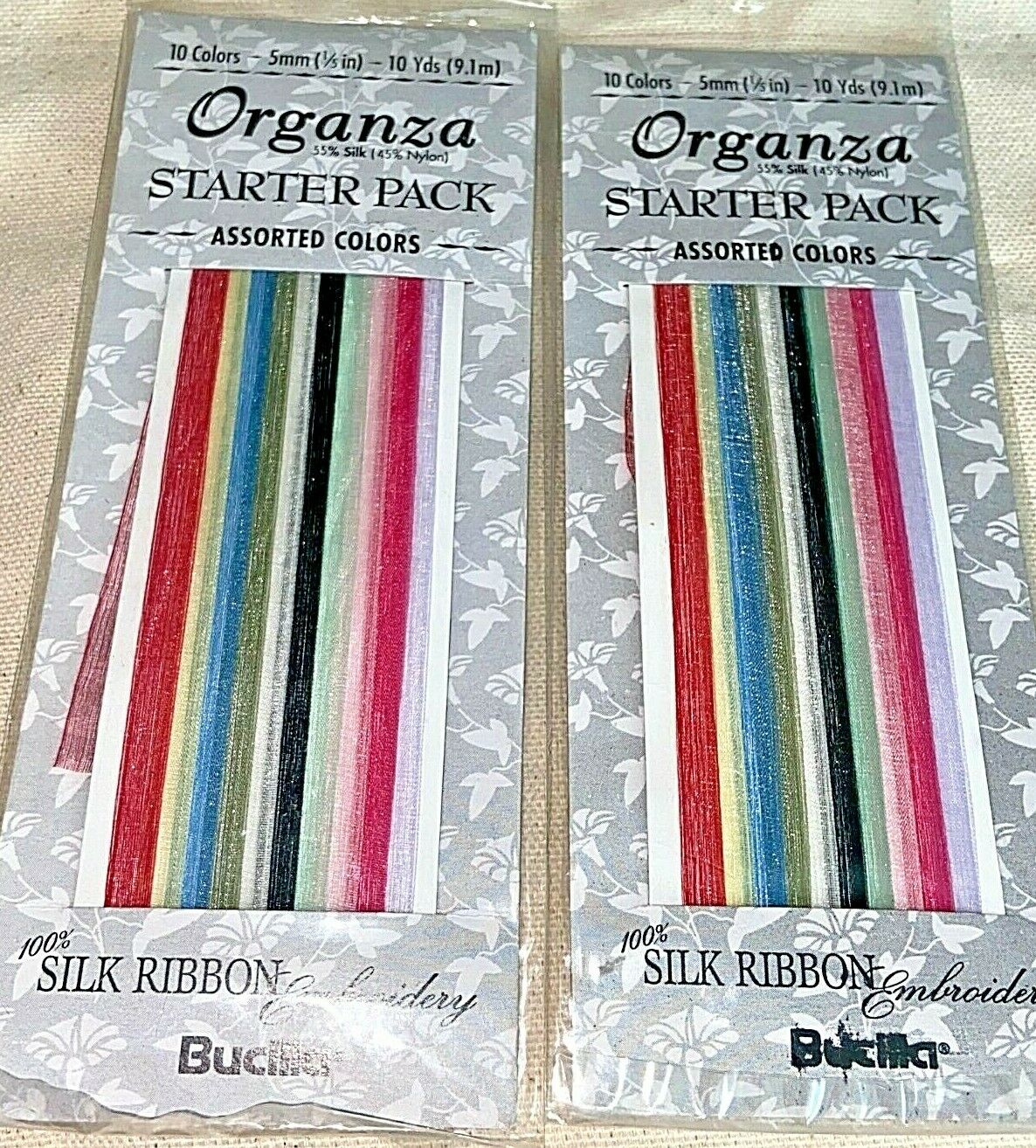 BUCILLA  Silk Organza Ribbon for Embroidery ~ 2 Starter packs 10 yds each ~ New