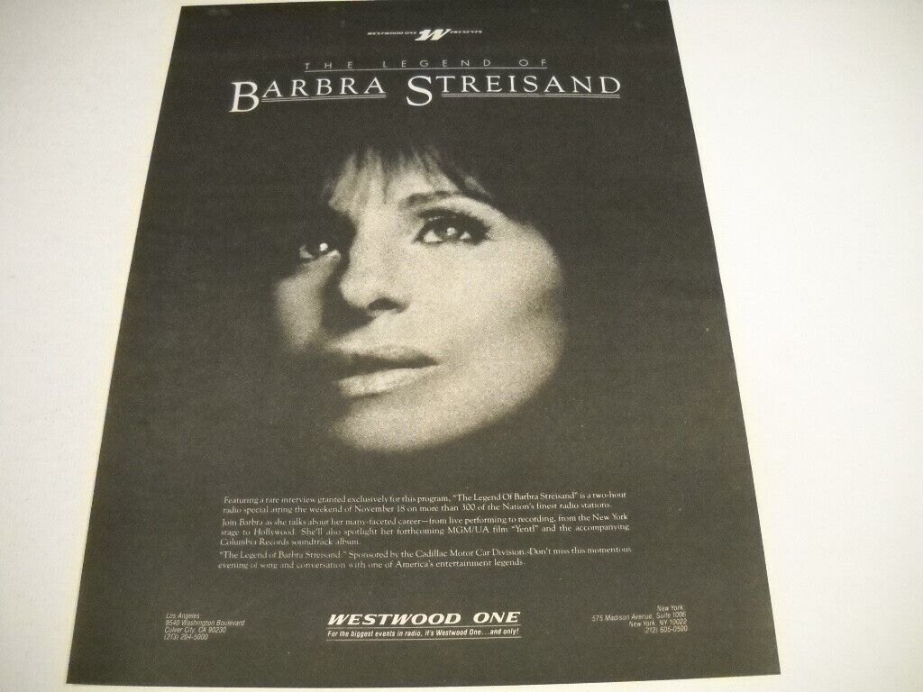 The Legend Of BARBRA STREISAND on Westwood One original 1983 Promo Poster Ad