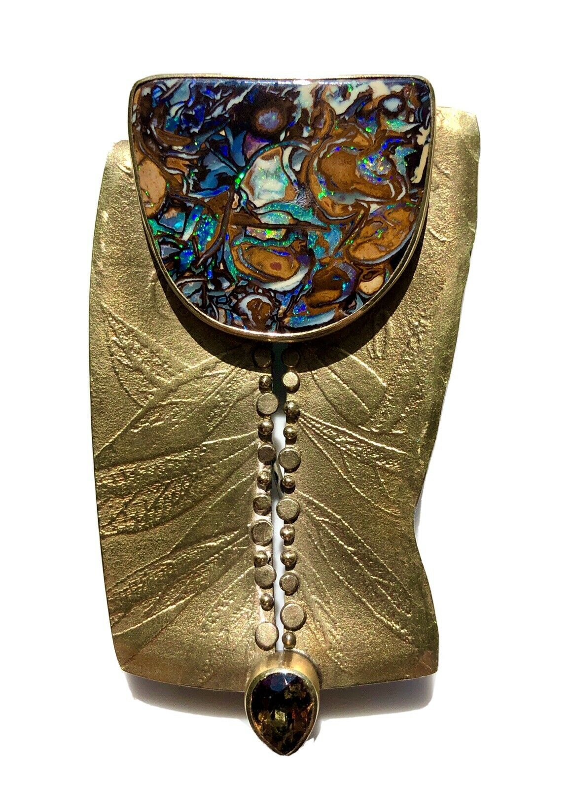 Sydney Lynch Opal Beryl Pendant/brooch Sterling Silver 18k Studio Artisan Signed