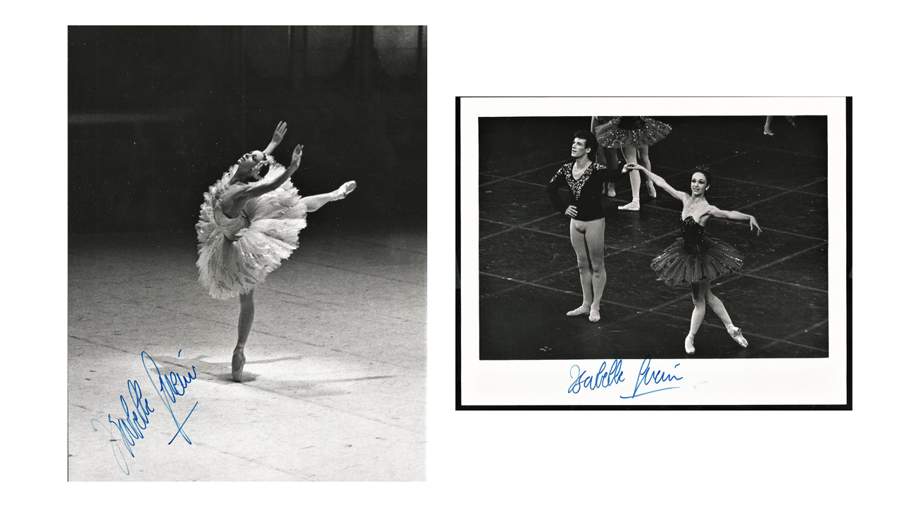 SIGNED by ISABELLE GUERIN. TWO SIGNED VINTAGE PHOTOGRAPHS. PARIS OPERA BALLET.