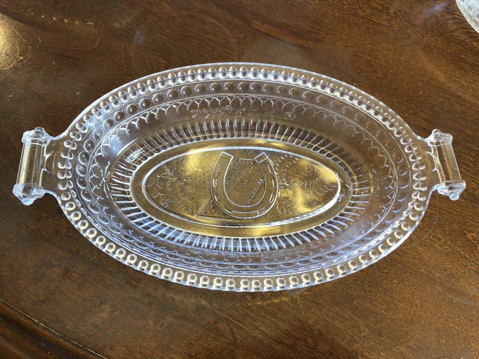 Eapg Dish Horseshoe Plate Tray Platter Early American Pattern Glass - (e0521g)