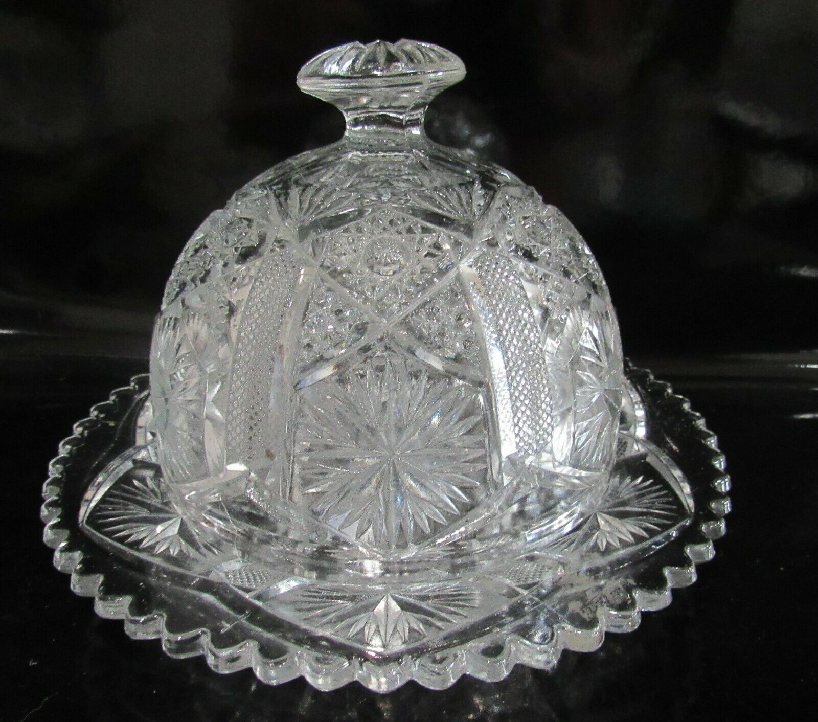 Eapg Imperial Star And File Pattern Covered Butter Dish